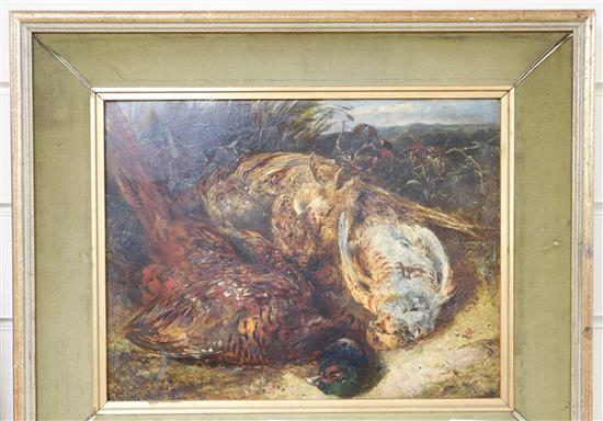 Attributed to James Hardy Jnr. (1832-1889), oil on board, Study of dead game, 24 x 31.5cm